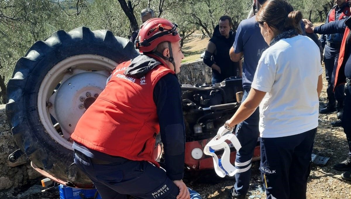 balikesirde traktor devrildi surucu yaralandi KSl4hdMa